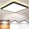 Fynokst Plafoniera LED Soffitto 23 CM 18 W 1800 LM IP54 Nero Confezione 1 | 3000K/4000K/6500K Lampada da Soffitto bagno Quadrata per Camera da Letto Cucina Soggiorno Bagno Sala da Pranzo Corridoio