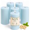 TRIRITE Candele a pilastro di soia, 210 ore di durata, candele a colonna blu non profumate, candele naturali di soia per casa, matrimoni, senza fumo e antigoccia, feste, spa, cene, 5,1 x 10,2 cm, confezione