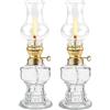 PORFOYO Lampada a petrolio in vetro per interni, 2 pezzi lampade a olio in vetro, lampada vintage a olio a petrolio, classica lampada a petrolio con fiamma regolabile, lampada retrò a petrolio, lampada ad