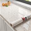 Decotalk Carta da Parati Beige Effetto Granito Lucido 40X300cm Pellicola Adesiva per Mobili Bagno Impermeabile Carta da Parati Adesive Mobili Cucina Beige Granito Contatto Adesiva Pellicola