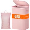 Lifewit Cesto Portabiancheria, Cesta Panni Sporchi con coperchio, Laundry Basket con Plastica Manici, Porta Biancheria Sporca per Bagno, Lavanderia, Camera da Letto, 85 L, Rosa