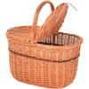 Aqbau® Cesto da picnic in vimini naturale con coperchio, 40 x 40 x 28 cm, cestino per la spesa intrecciato in vimini con manico, cestino da picnic intrecciato a mano