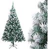 LALAHO Albero di Natale artificiale 210 cm verde e bianco - Albero di Natale con supporto in metallo, fedele alla natura, rami densi, PVC ignifugo, adatto per appartamenti, uffici, negozi e alberghi
