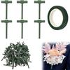 CYUXING 50pz Clip Boutonniere a T, 30m Nastro Floreale Verde | Include nastro verde. Clip rapide per boutonniere, kit perfetto per sposo, testimoni e decorazioni matrimonio