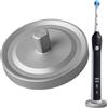 Relsy Porta Spazzolino Elettrico Compatibile Oral-B Argento, Supporto in Alluminio con Raccogligocce Igienico Antitibaltamento