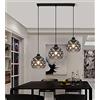 Chao Zan Luce pendente Lampadario con Crystal Regolabile Cordone Sala da Pranzo Illuminazione Portalampade E27 (lampadina non inclusa) (Nero-B)