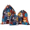Amoyie 3 pz Sacchetto Coulisse Cotone, Sacca Asilo Tessuto, Borsa per giocattoli/vestiti/scarpe, Sacchetti da Viaggio, Set Organizer per Valigia Bambini