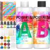 ZQEJEFD Resina Epossidica Trasparente Kit 1016ml - Colla Epoxy 1:1 con Indurente - Kit Completo con Glitter per Creazione Gioielli Fai da Te