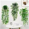 Favuit Piante artificiali sospese con vasi, 3 piante artificiali da appendere, piante artificiali di eucalipto, lunghezza 65 cm, senza manutenzione, per ufficio, giardino, feste, decorazione da parete