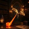 Generico Lampada da scaffale "Dragon Bookshelf Nook Light" (B,L) | Decorazione per scaffale stampata in 3D raffigurante un drago volante che sputa fuoco, design "Flying Dragon", base stabile