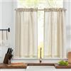 TOPICK Tenda da Cucina Corta Piccola Tenda, Naturale 65L x 115A (cm) 2 Pannelli con Passante per Asta, Misto con Pizzo, per Finestra Sotto Lavello, Armadio, Mobile Basso Copertura