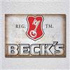 Biopracess Becks Lager - Targa in metallo con scritta Birra, decorazione in metallo, decorazione da parete, stile vintage, 19,8 x 30 cm (lunghezza x larghezza)