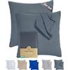 Terra Beds Federa 60 x 60 cm, in jersey di cotone, 160 g/mq, set da 2 federe 60 x 60 cm, con chiusura lampo, tessuto a maglia elastico, traspirante (grigio antracite)