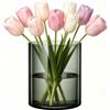 Koelaa Vaso in Acrilico Grigio Trasparente per Fiori - 15x15cm | Cilindrico Infrangibile e Anti-Graffio, Portafiori Moderno per Interni/Esterni per per Matrimonio, Casa e Centrotavola