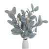 HAOSHICS 6 steli di eucalipto finto - Spray verde artificiale blu con semi di dollaro d'argento per decorazione domestica, cucina, composizioni di vasi e feste (azzurro)
