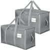 Dntorx 2 contenitori pieghevoli da 90 l con coperchio, colore grigio | tessuto in polipropilene, chiusura lampo, manici resistenti, finestra per etichette, per trasloco, campeggio