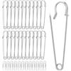 REBECCAGIBSON Spille da Balia Grandi 10 cm - Set da 50 Pezzi (20 Extra Large + 30 Mini) in Acciaio Anti-Ruggine | Spille di Sicurezza Resistenti per Vestiti, Tende, Kilt, Fai da Te e Cucito