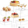 Yekolau 6 rialzi per buffet, in acrilico, per tavolo da buffet, 7,6 x 10,2 x 15,2 x 17,8 x 20,3 cm, espositori impilabili a cubo con fondo cavo, trasparenti