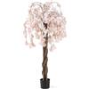 COSTWAY Albero di Ciliegio Artificiale 163 CM, Pianta Finta da Interno con Vaso in PP Riempito con Cemento, Fiori in Tessuto, Decorazione per Ufficio, Casa e Veranda (Bianco)