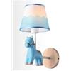 TOT ELECTRIC Applique da parete cavallo luce led E27 lampada notturna muro celeste per camera bambini (Colore Azzurro)