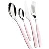 BUGATTI, Glamour, Set Posate 24 Pezzi in Acciaio Inox 18/10 e Manico Colore Rosa Lotus. Set Posate 6 Persone Composto da 6 cucchiai, 6 forchette, 6 coltelli e 6 cucchiaini caffè