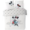 Disney - Copripiumino Mickey e Minnie Paris Love - 200 x 200 cm + 2 federe 63 x 63 cm - 100% cotone - Ecru