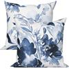 ASDCXZ Fodere Cuscini Primavera Floreale 40x40 Set di 2, Acquerello Astratto Blu Navy Fiori Foglie Quadrato Divano Decorazioni Federe Cuscino Copre Lavabile Poliestere Tessuto Esterno Copricuscini