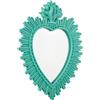 Baroni Home Specchio Ex Voto Cuore Sacro con Raggi in Resina Turchese, Decorazione da Parete con Gancio, Specchio da Parete, Ingresso, Soggiorno, Camera da Letto 30x3x38 cm