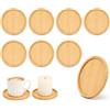 PUYUKO 8 Piatti per Candele in Bambù, Sottocandela Rotondi, Ø 9,5 cm | PUYUKO Portacandele in Legno con Bordo, Sottobicchieri per Tazze e Bicchieri, Decorazione per Tavola e Casa