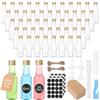 jwogngls 50 Pezzi Mini Bottiglie Alcolici Bomboniere, Bottigliette Liquore Mignon da 25-30 ml, Piccole Bottiglie di Plastica con Penna, Etichette, Imbuto e Pennello per Matrimoni, Feste e Whisky