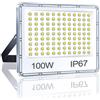 YIQIBRO Faretto LED da Esterno 100W 10000LM 6500K Faro LED Esterno, 1 Pezzi | IP67 Impermeabile Ultra Sottile Faretti LED,Bianca Fredda Lampade LED per Giardino Cortile Garage Magazzino Terrazza Sportivo