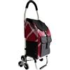 R.Leone Carrello spesa 3 Ruota per scale con robusto telaio in alluminio e borsa in tela impermeabile rimovibile ideale per lo shopping comodo e pratico D0163 (Scozzese Rosso, Ruota Bianco silenzioso)