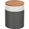 Wenko 54091100 - Scatola portaoggetti Malta con coperchio in bambù, capacità: 0,95 l, ceramica, 11 x 14,5 x 11 cm, colore: Grigio/Bianco