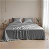 LINENWALAS Set di lenzuola in 100% seta di eucalipto, per letto matrimoniale, lussuose lenzuola rinfrescanti Tencel Lyocell, più morbide del cotone egiziano, anti-umidità, antiallergiche (grigio