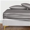 LINENWALAS Lenzuolo con angoli in 100% Tencel Lyocell solo con vestibilità sicura e aderente tutto intorno elastico tasca profonda 40 cm lenzuolo con angoli per letto - biancheria da letto in seta di