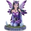 Nemesis Now Statuetta di fata viola in cristallo, 9 cm, in resina, fatina inginocchiata con palla di vetro, regalo fantasia, fata in resina di alta qualità, sapientemente dipinta a mano