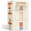 NiuBeBe Scatole per Armadio Rigide: Contenitori per Armadio Cerniera - Piumone Lenzuola Organizzatore Armadio - Scatole per Vestit (Beige 3x66L)