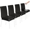 HOZKUY Set di 4 coprisedie elasticizzati in ecopelle con schienale alto, impermeabili, lavabili, universali, per sala da pranzo, cucina, hotel, ristorante, casa, matrimoni, colore: nero