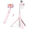 ATUMTEK Bastone Selfie 140cm, Asta Selfie con Telecomando Bluetooth Ricaricabile, Selfie Stick Treppiede Estensibile in Alluminio, Compatibile con iPhone, Samsung e Telefoni Android - Rosa