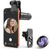 APEXEL TM6L HD 6X Teleobiettivo FMC Full Shield, lunghezza focale equivalente 156 mm, compatibile con iPhone 17/16/15, Samsung, Pixel e altri smartphone, nero diamante