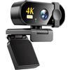 TKOWTB per il computer portatile Desktop 4K HD USB Webcam telecamera esterna Plug & Play Auto-Focus Streaming per lezioni online Video in diretta