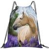 YOFIEN Bellissimo zaino con coulisse e cavallo Palomino color lavanda, resistente, per donne e uomini, per sport e palestra.
