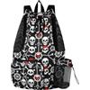 JUNZAN Zaino pieghevole leggero di sport del cordone con asciutto bagnato | Traspirante Mesh Pannelli Laterali Coulisse Borsa Palestra Outdoor Viaggi Picnic Pirata Skull Crossbones