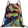 Dusviba Zaino con coulisse e dinosauro colorato Space Planet | Borsa da palestra leggera in poliestere resistente all'acqua per sport, viaggi, scuola, yoga, spiaggia, shopping