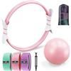 weiclianhp Kit Pilates Completo con Cerchio Pilates 35 cm, Mini Palla, Bande Elastiche | Set Pilates Donna, Attrezzi Pilates Casa per Principianti, per Tonificazione, Forza, Flessibilità, Yoga, Casa e Palestra