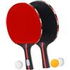 Alasum Set Racchette da Ping Pong Doppia Faccia in Gomma | Legno e Gomma, Tre Palline Incluse, Due Racchette, per Allenamento Domestico e Pratica in Club