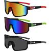 Apricitie 3 occhiali da ciclismo da uomo, occhiali veloci da donna, occhiali da sole da bicicletta, UV400, per attività all'aperto, mountain bike, ciclismo, sci, golf (grigio, rosso, verde)