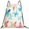 Dusviba Zaino con coulisse a farfalla colorata ad acquerello | Borsa da palestra leggera in poliestere resistente all'acqua per sport, viaggi, scuola, yoga, spiaggia, shopping