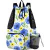 JUNZAN Zaino pieghevole leggero di sport del cordone con asciutto bagnato | Borsa sportiva leggera in tessuto da calcio, da viaggio, picnic, acquerello, blu, giallo