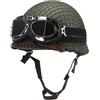 LZAQHMT Replica Casco M1 con Calotta in Acciaio, Fodera ABS Copertura Rete | Casco Militare WWII con Fascia Cat Eye Riflettente, Occhiali e Sottogola per Airsoft, Paintball, Cosplay Rievocazioni